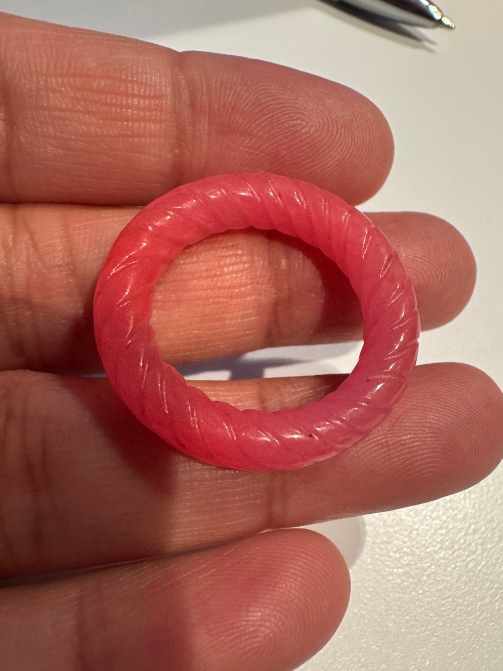 Pink Jade Jadedite Size 10 Twisted Ring - Women Jewelry